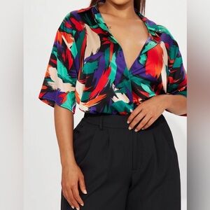 Fashion Nova Colorful Abstract Blouse